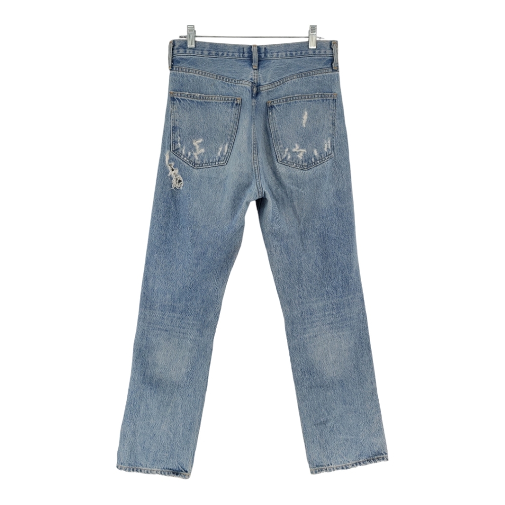 Agolde 90's Mid Rise Distressed Jeans 100% Cotton Size 27 Button Fly - Picture 3 of 13
